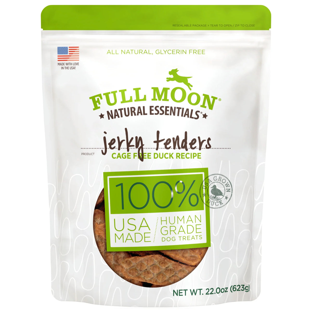 All Natural Human Grade Dog Treats, Essential Duck Jerky Tenders, 22 Ounce, Dry