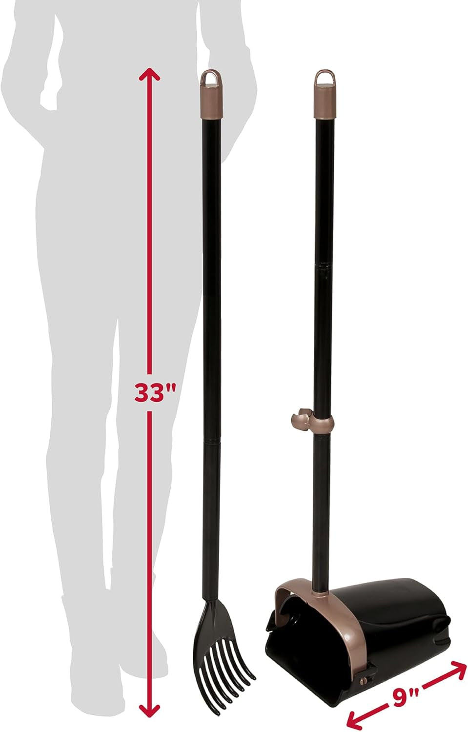 Swivel Bin & Rake Dog Pooper Scooper, Includes 2 Waste Bags