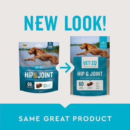 (6 Pack) Vetiq Hip & Joint Supplement for Dogs, Chicken Flavored Soft Chews, 7.4 Oz, 60 Count