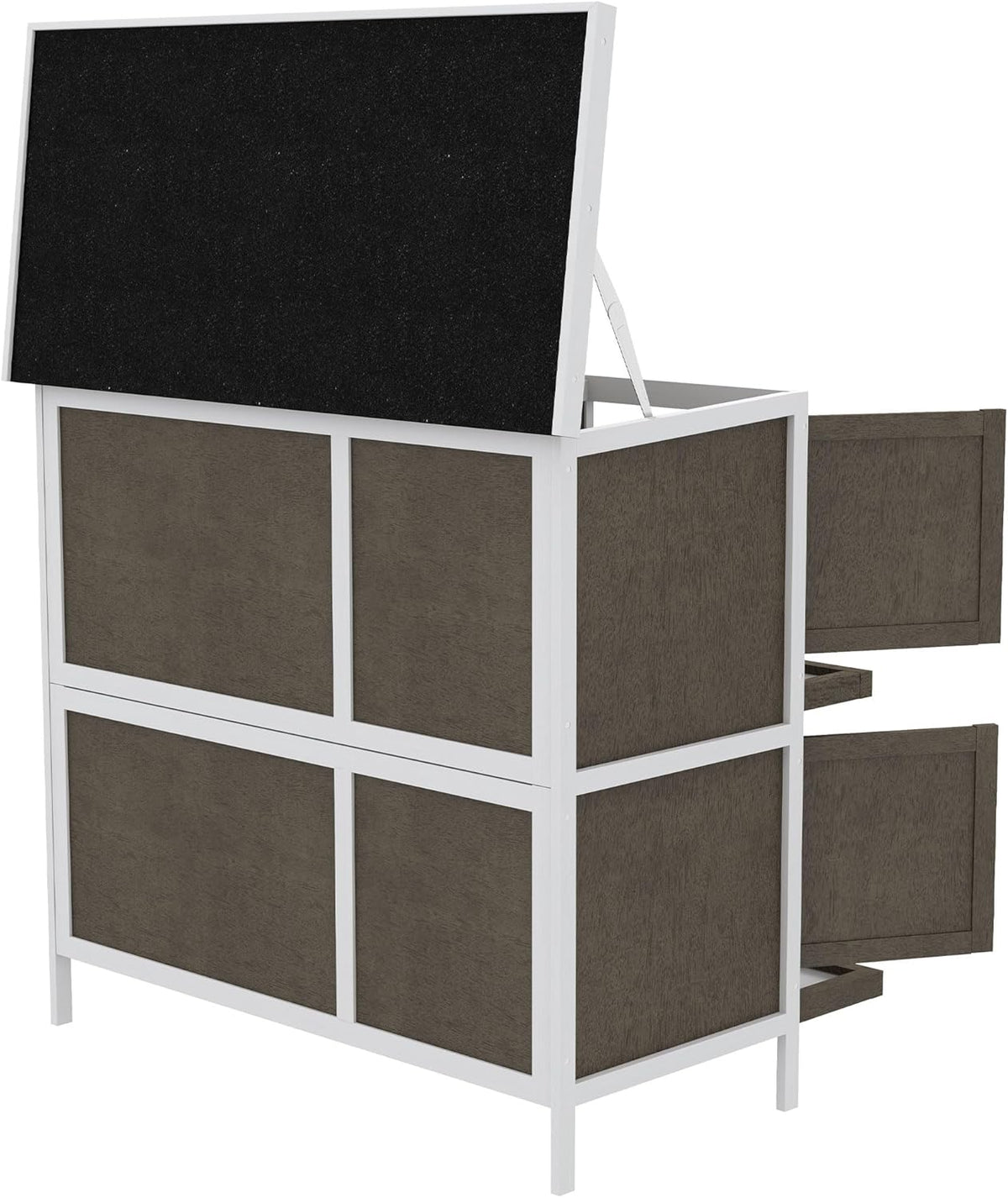Wooden Bunny Rabbit Hutch, Small Animal Habitat with Ramp, Removable Tray & Weatherproof Roof, for Rabbits, Chickens, Ducks, Indoor/Outdoor, Brown
