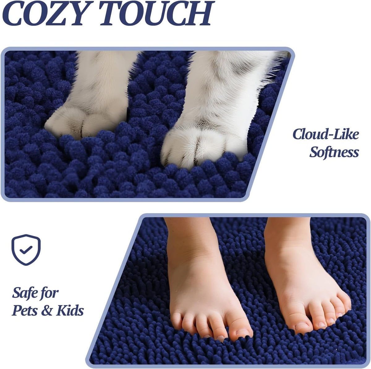 Dog Door Mat Absorpmax Dog Mat for Muddy Paw, 31 × 20", Navy Blue
