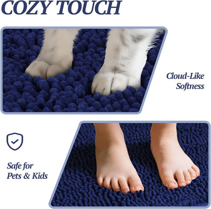 Dog Door Mat Absorpmax Dog Mat for Muddy Paw, 31 × 20", Navy Blue