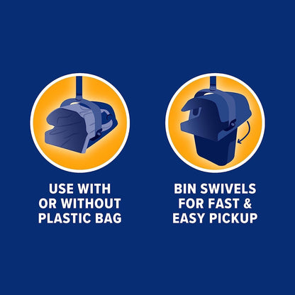 Swivel Bin & Rake Dog Pooper Scooper, Includes 2 Waste Bags