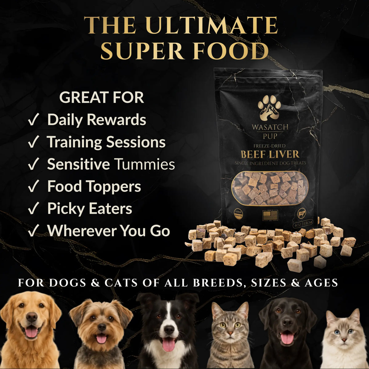 Freeze Dried Beef Liver Dog Treats - Single Ingredient Training Treats, Grain-Free, High-Protein (No Fillers) Natural
