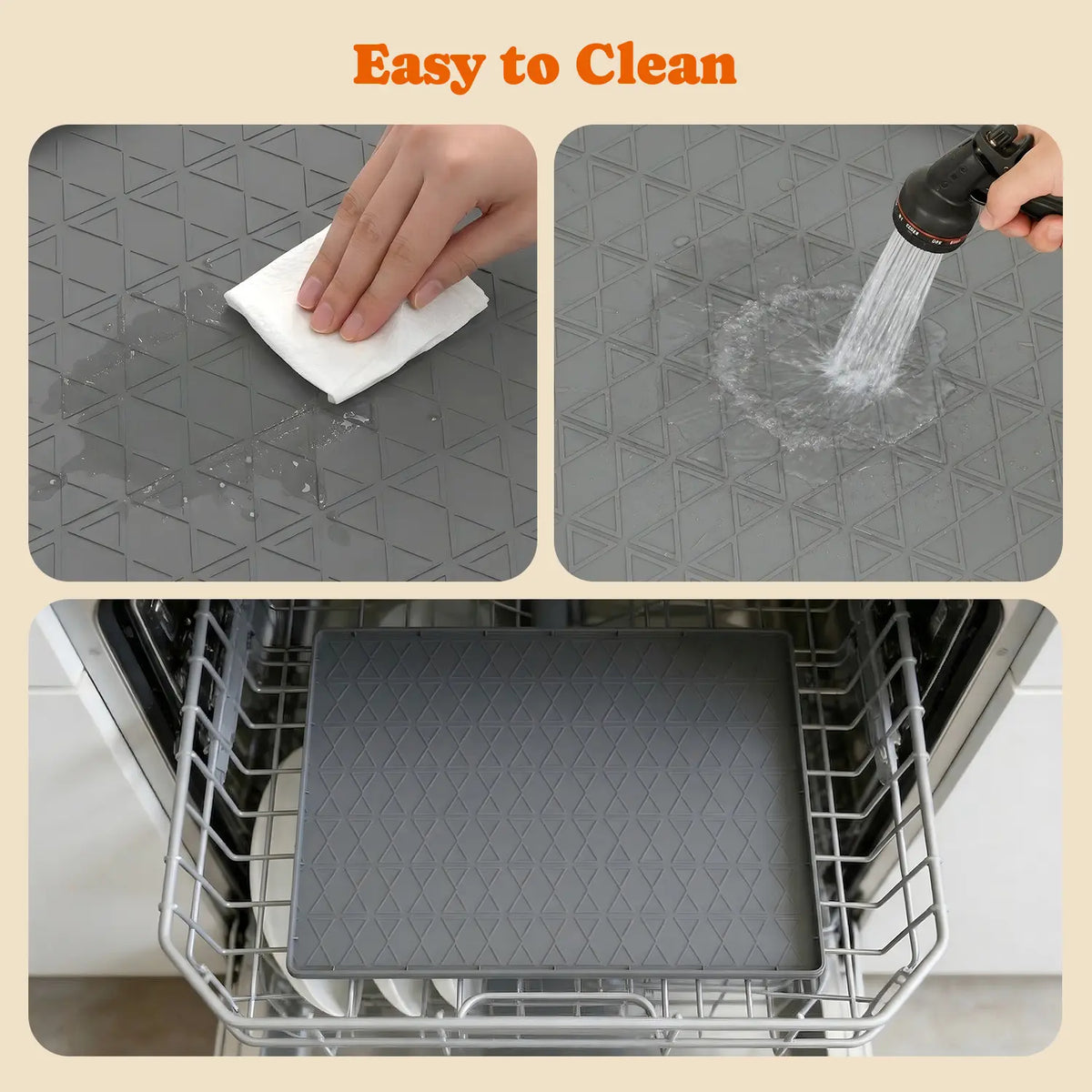Pawtners 2-Pack Large Reusable Silicone Dog Feeding Mat - Waterproof, Non-Slip, Easy-Clean, 34x22 Inch Gray Pet Floor Protection with Raised Edge