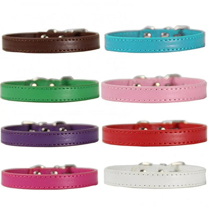 Small Dog and Cat Collar Leather Metal Buckle Dog Collar Adjustable Necklace Cat Puppy Kitten Collar Dogs Harnesses Leads Collar