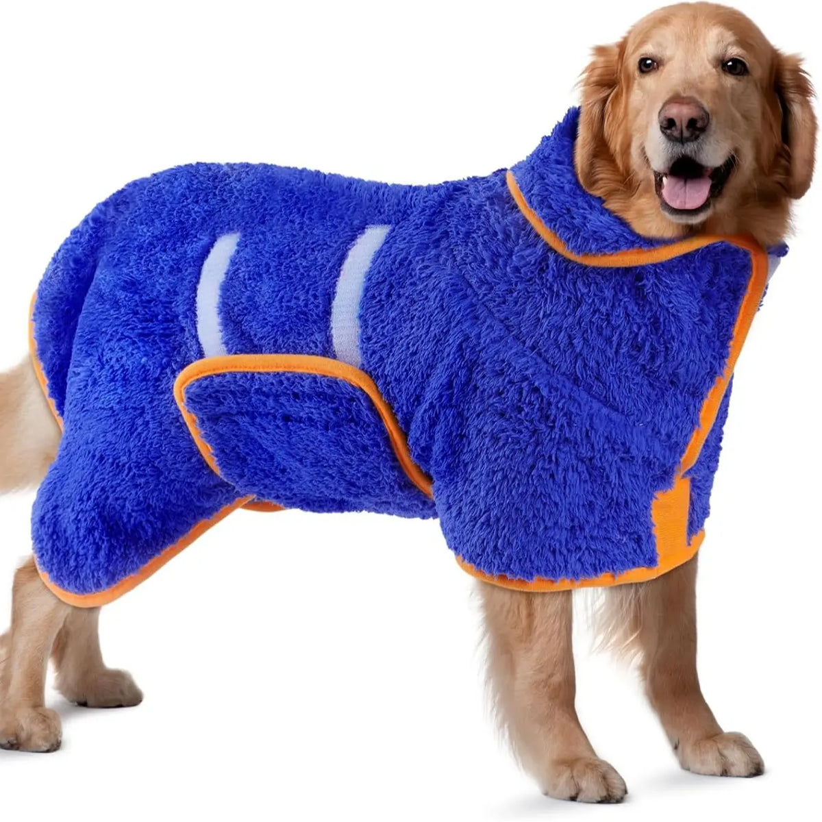 Bienbee Fleece Dog Bathrobe - Soft, Fast-Drying, Warm, Adjustable Velcro Strap, Multi-Size Options (S to XXL), Machine Washable, Absorbent Polyester and Nylon for All-Season Comfort