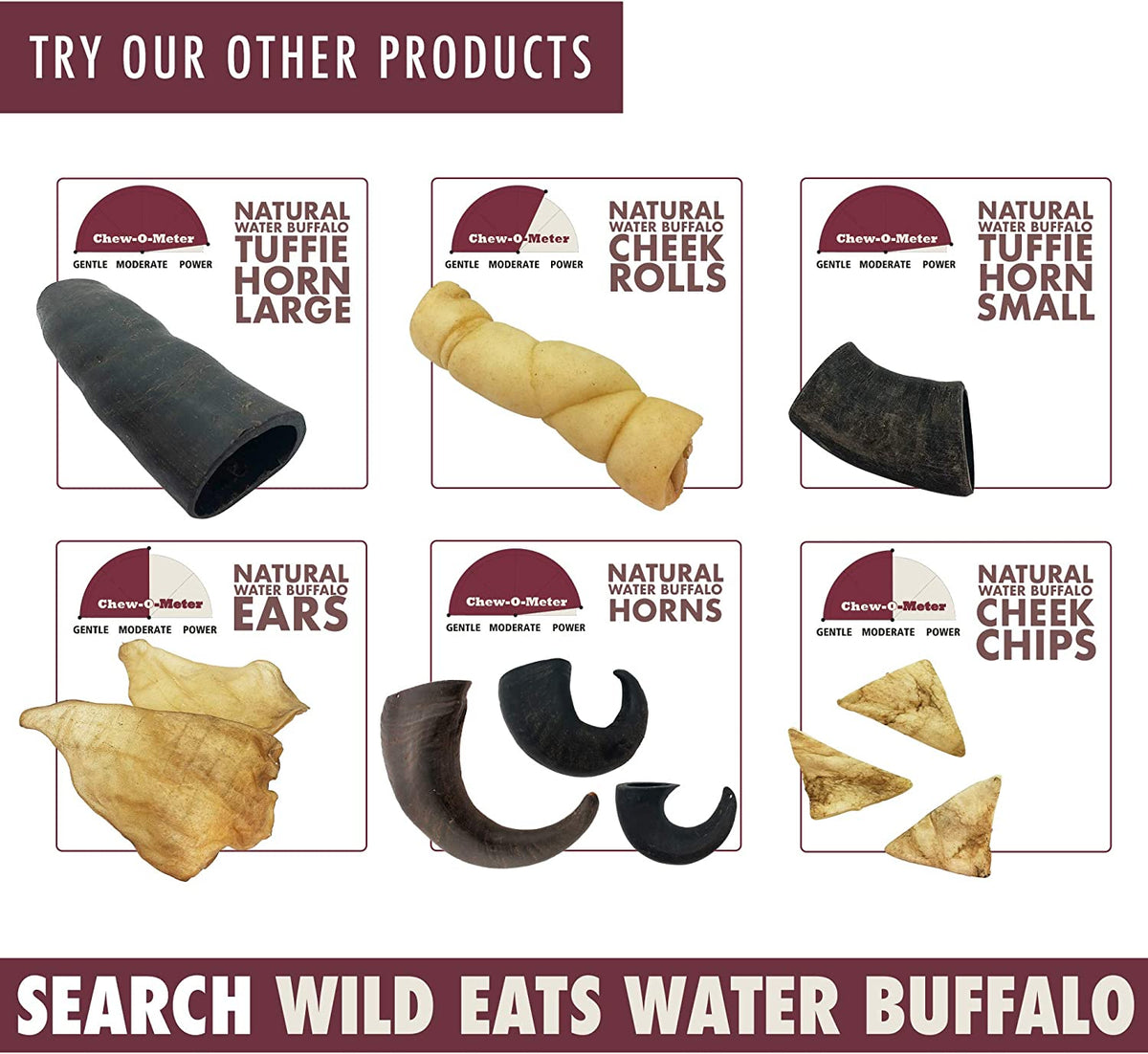 Water Buffalo Prime Select Bone Assortment Dog Chews, Pack of 7