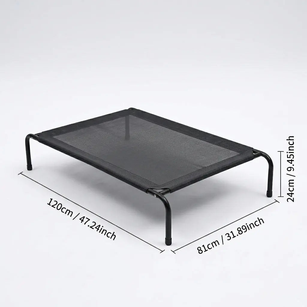 Petitrinu Classic Raised Dog Bed with Metal Raised Frame - Textilene Stretch Mesh Fabric, Cooling, Breathable, Moisture Proof, Joint Relief for Medium/Large Dogs, 2 Sizes (47.24In×31.89In×9.45In/35.43In×25.59In×8.27In) Pet Cot Sohochic