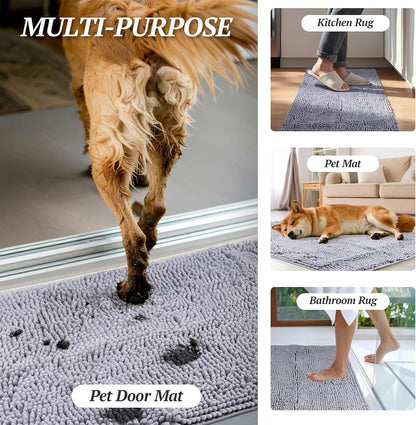 Dog Door Mat Absorpmax Dog Mat for Muddy Paw, 31 × 20", Navy Blue