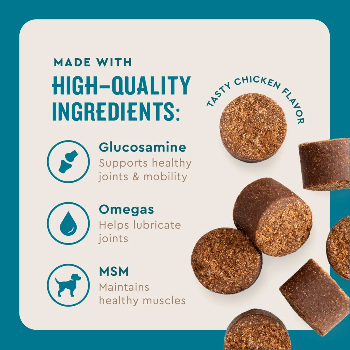 (6 Pack) Vetiq Hip & Joint Supplement for Dogs, Chicken Flavored Soft Chews, 7.4 Oz, 60 Count