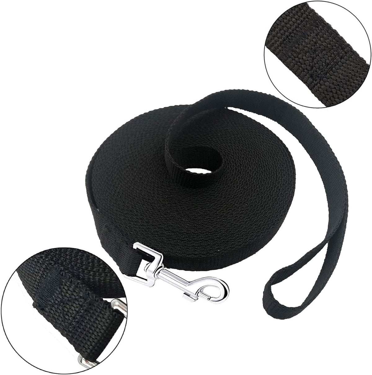 15Ft 20Ft 30Ft 40Ft 50Ft Long Dog/Puppy Lead Obedience Recall Training Dog Leashes for Small Medium Dogs Camping, Training, Play, or Backyard (20 FT, Black)
