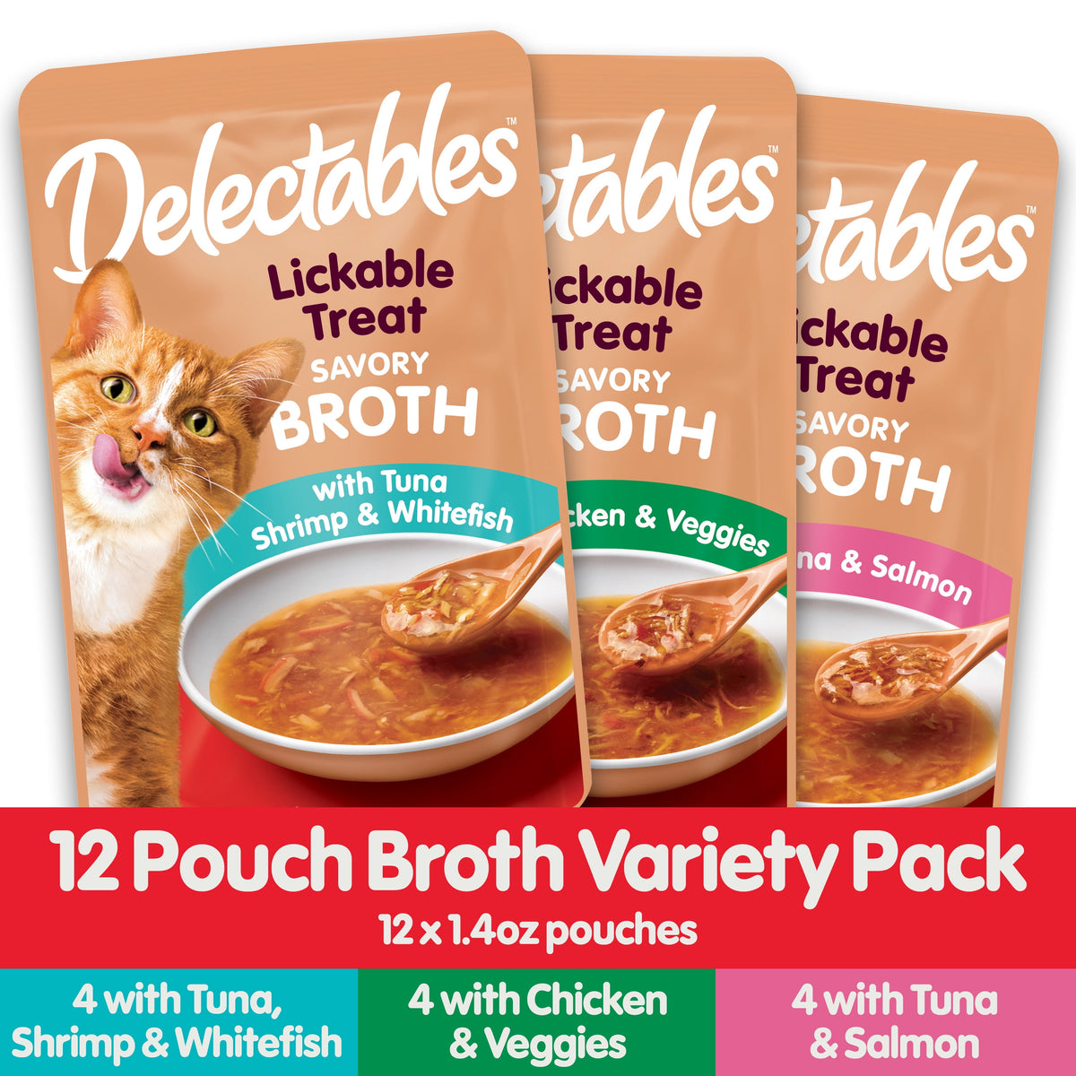 Hartz  Savory Broths Lickable Wet Cat Treats Variety Pack, 12 Count