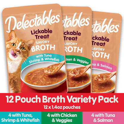 Hartz  Savory Broths Lickable Wet Cat Treats Variety Pack, 12 Count