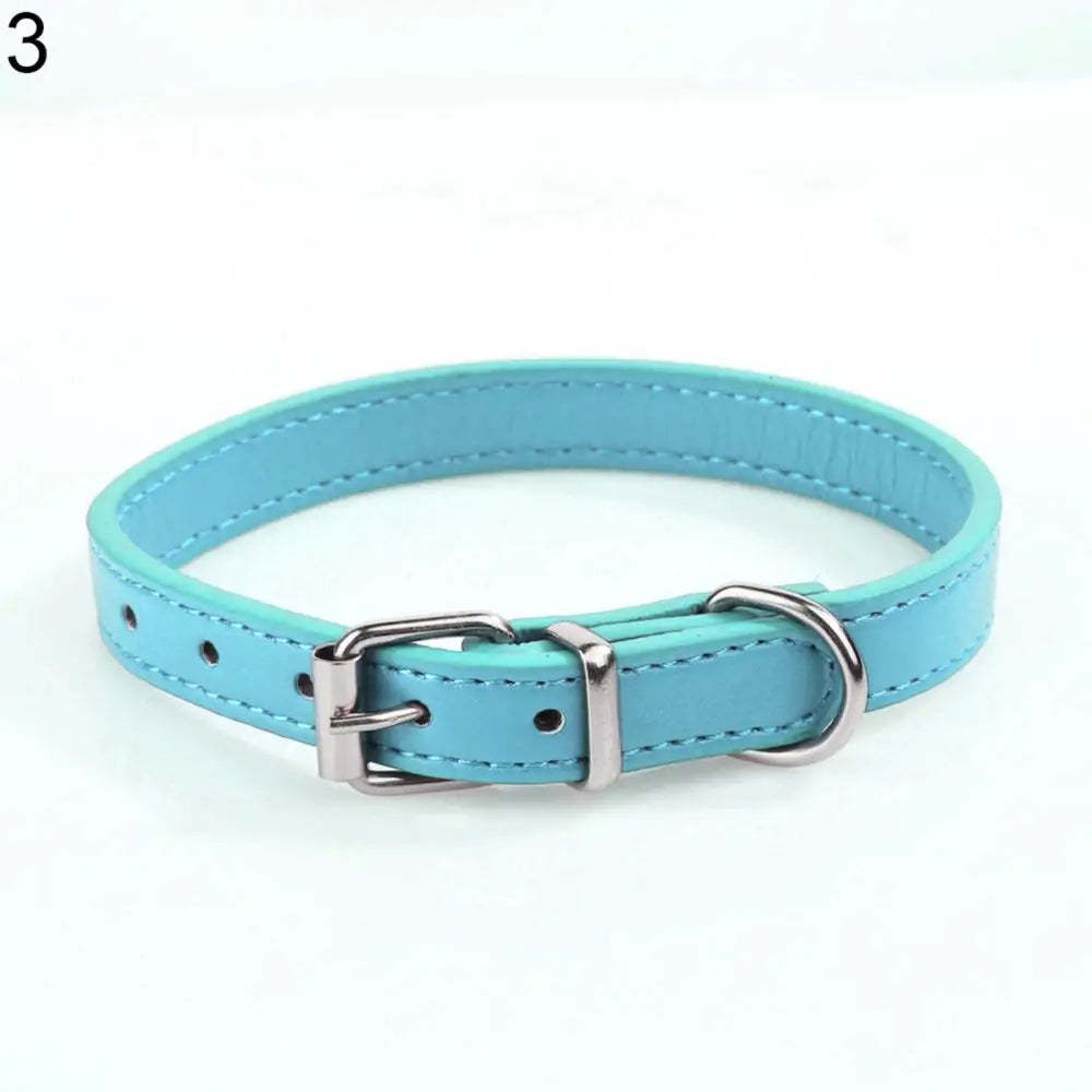 Small Dog and Cat Collar Leather Metal Buckle Dog Collar Adjustable Necklace Cat Puppy Kitten Collar Dogs Harnesses Leads Collar