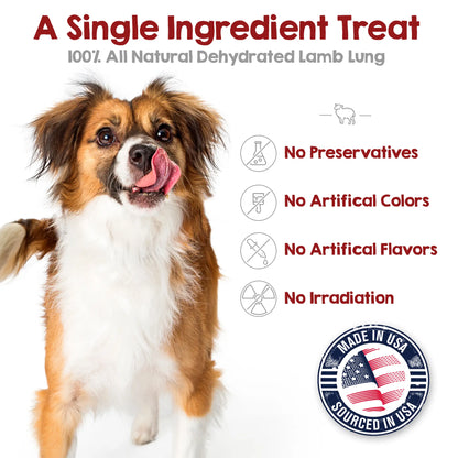Riley's Premium Dehydrated Lamb Lung Dog Treats - Made in the USA - Air-Dried, Crunchy & Delicious - 6 oz