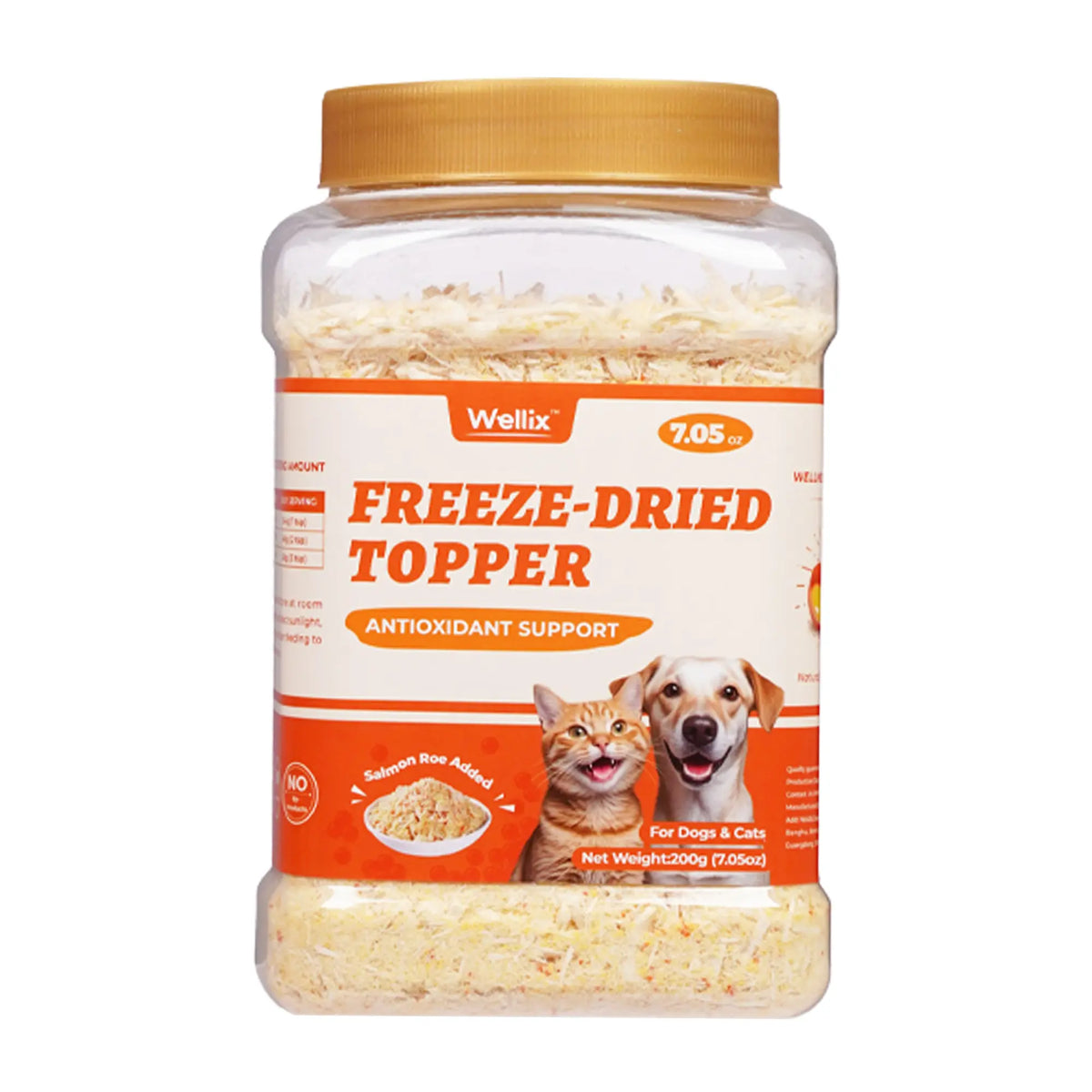 Wellix 7.5 Oz Freeze-Dried Chicken Formula Pet Topper - Nutritious Treat with Chicken, Egg Yolk, and Salmon Roe, Low-Calorie, 100% Natural, Antioxidant Support and Cognitive Aid