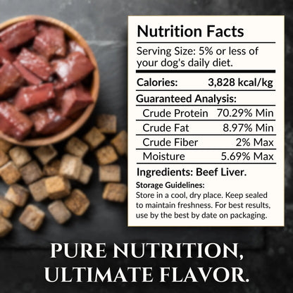 Freeze Dried Beef Liver Dog Treats - Single Ingredient Training Treats, Grain-Free, High-Protein (No Fillers) Natural