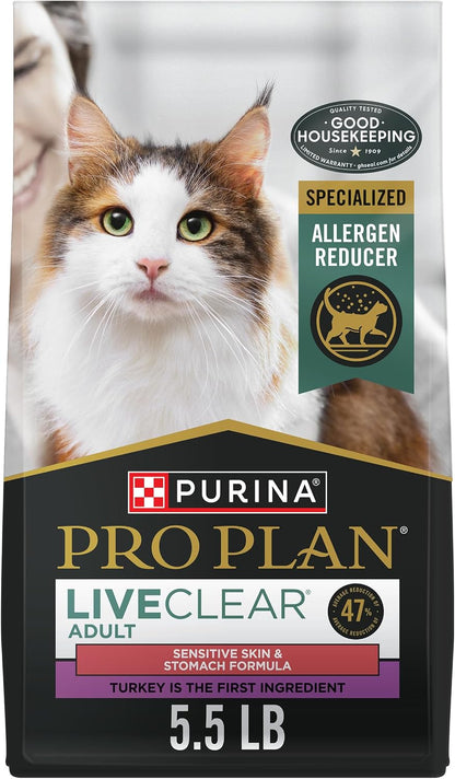 Purina Pro Plan Liveclear Sensitive Skin & Stomach Cat Food, 5.5 Lb Bag