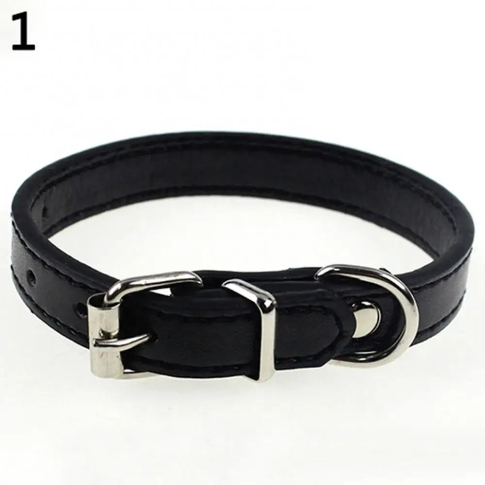 Small Dog and Cat Collar Leather Metal Buckle Dog Collar Adjustable Necklace Cat Puppy Kitten Collar Dogs Harnesses Leads Collar