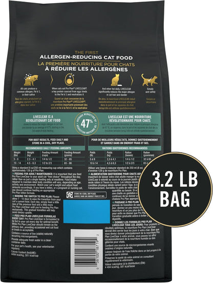 Purina Pro Plan Liveclear Sensitive Skin & Stomach Cat Food, 3.2 Lb Bag