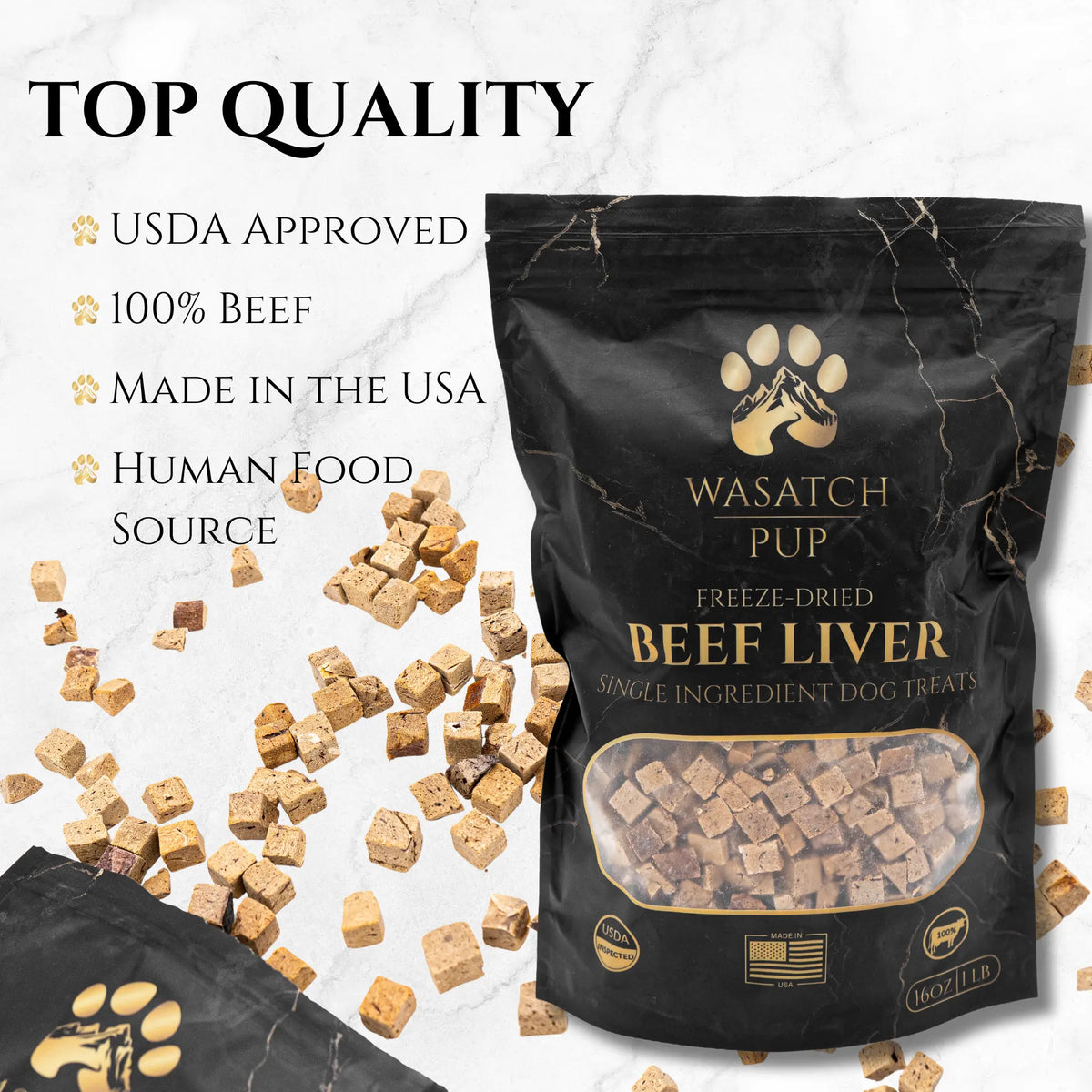 Freeze Dried Beef Liver Dog Treats - Single Ingredient Training Treats, Grain-Free, High-Protein (No Fillers) Natural