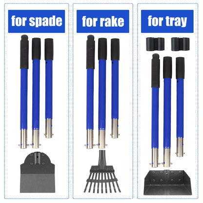 Pooper Scooper, Heavy Duty Dog Poop Scooper Set with Tray Rake and Spade for Large Medium Small Dogs, over 37" Adjustable Metal Long Handle Portable Poop Scoop Pet Waste for Yard Grass Gravel