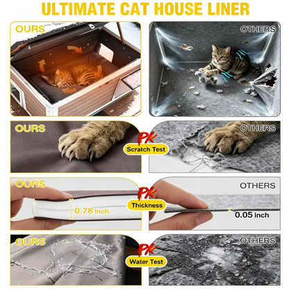 Aivituvin-Air91-In-Hp Wooden Heated Cat House with Adjustable Temperature Pad, Elevated Build, Weatherproof Design, Asphalt Roof, Rain-Safe PVC Flap, Insulation, Removable Liner for Easy Cleaning, Thermostat Overheat Protection for Backyard, Porch