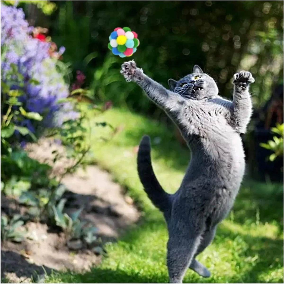 3/60Pcs Cat Toys Balls with Bells, Color Cat Pom Balls, Tinsel Sparkle Balls, Interactive Toy for Indoor Cats Kitten