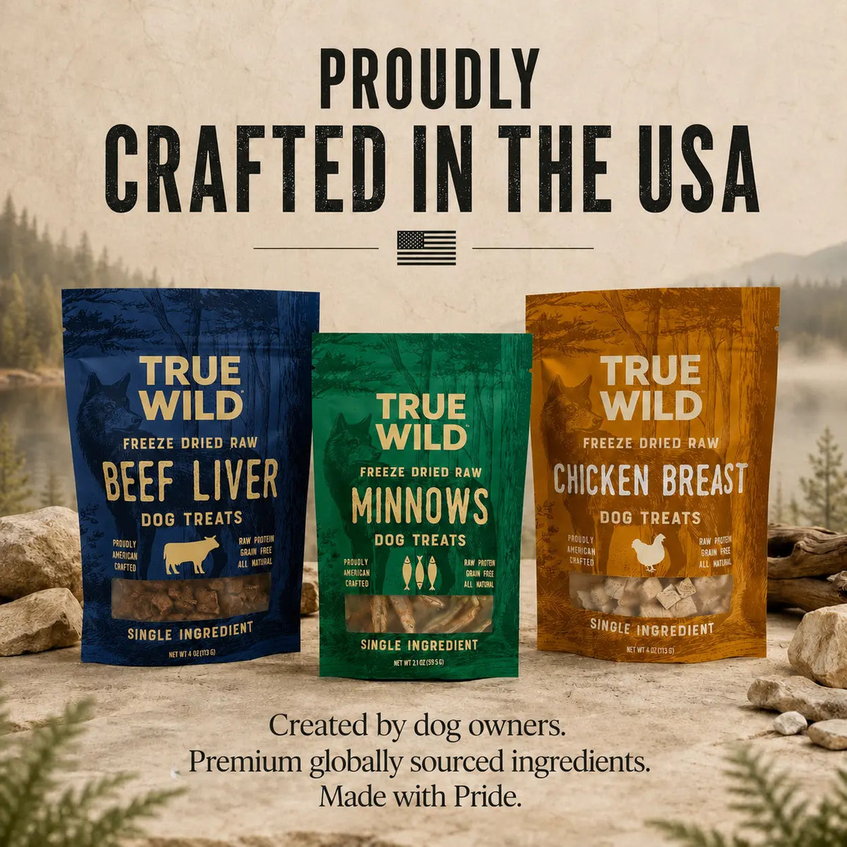 True Wild Freeze Dried Dog Treats- Premium Single Ingredient Snacks for Dogs