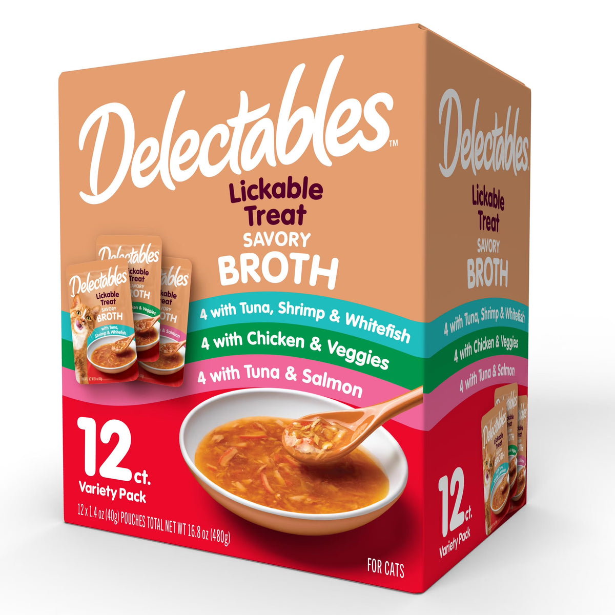 Hartz  Savory Broths Lickable Wet Cat Treats Variety Pack, 12 Count