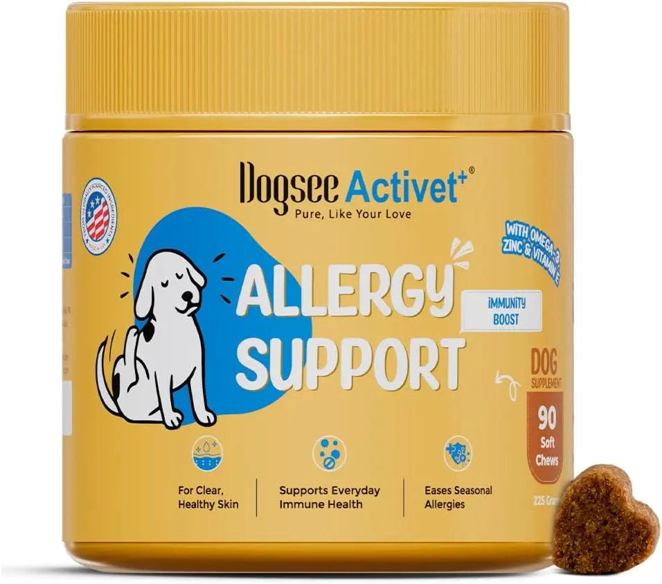 Dogsee Activet+ Allergy Support Chewables for Dogs, Enriched with Beneficial Bacteria, Quercetin, and Botanicals for Seasonal Allergy Relief, Immune Support, Healthy Skin, and Digestive Health - Chicken Flavor, 90 Chews