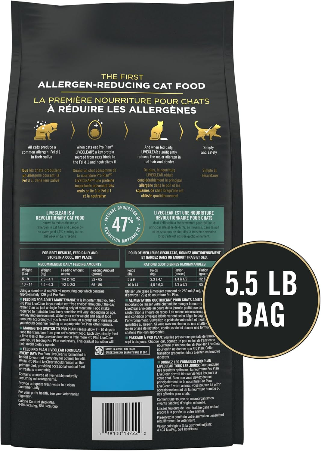 Purina Pro Plan Liveclear Sensitive Skin & Stomach Cat Food, 5.5 Lb Bag