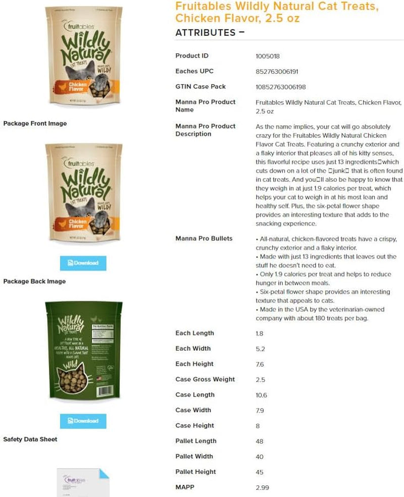 Crunchy Cat Treats, Protein Cat Treat, Chicken Flavor, 2.5Oz