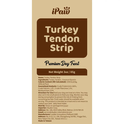 Turkey Tendon Dog Treats - All-Natural Chews Sourced from USA, 1 Unit per Pack